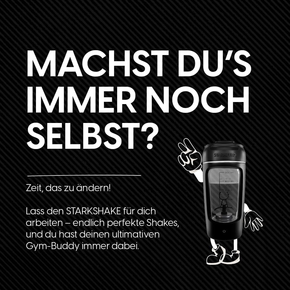 STARKSHAKE® V3 – Dein Letzter Shaker! | Klumpenfreie Eiweiß Shakes Dank 7000 UPM | USB-C Schnellladen | 60+ Shakes Pro Ladung Mit STARKPOD 60 G Protein Immer Dabei |Elektrischer Protein Mixer(Schwarz)